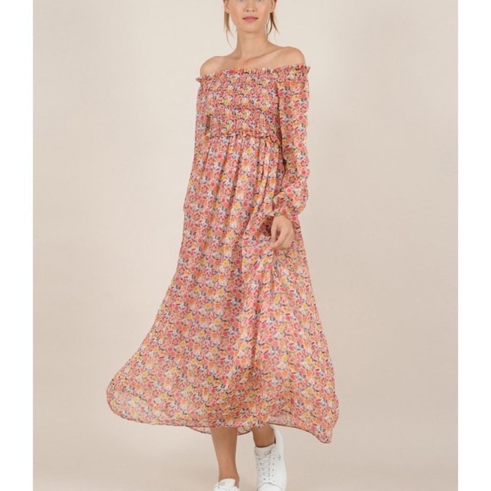 Elegant Floral Long Sleeve Dress